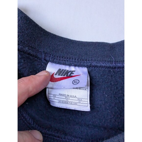 Vintage Nike Sweatshirt Mens XL Navy Blue USA Made Long Sleeve Pullover Swoosh - Picture 2 of 5